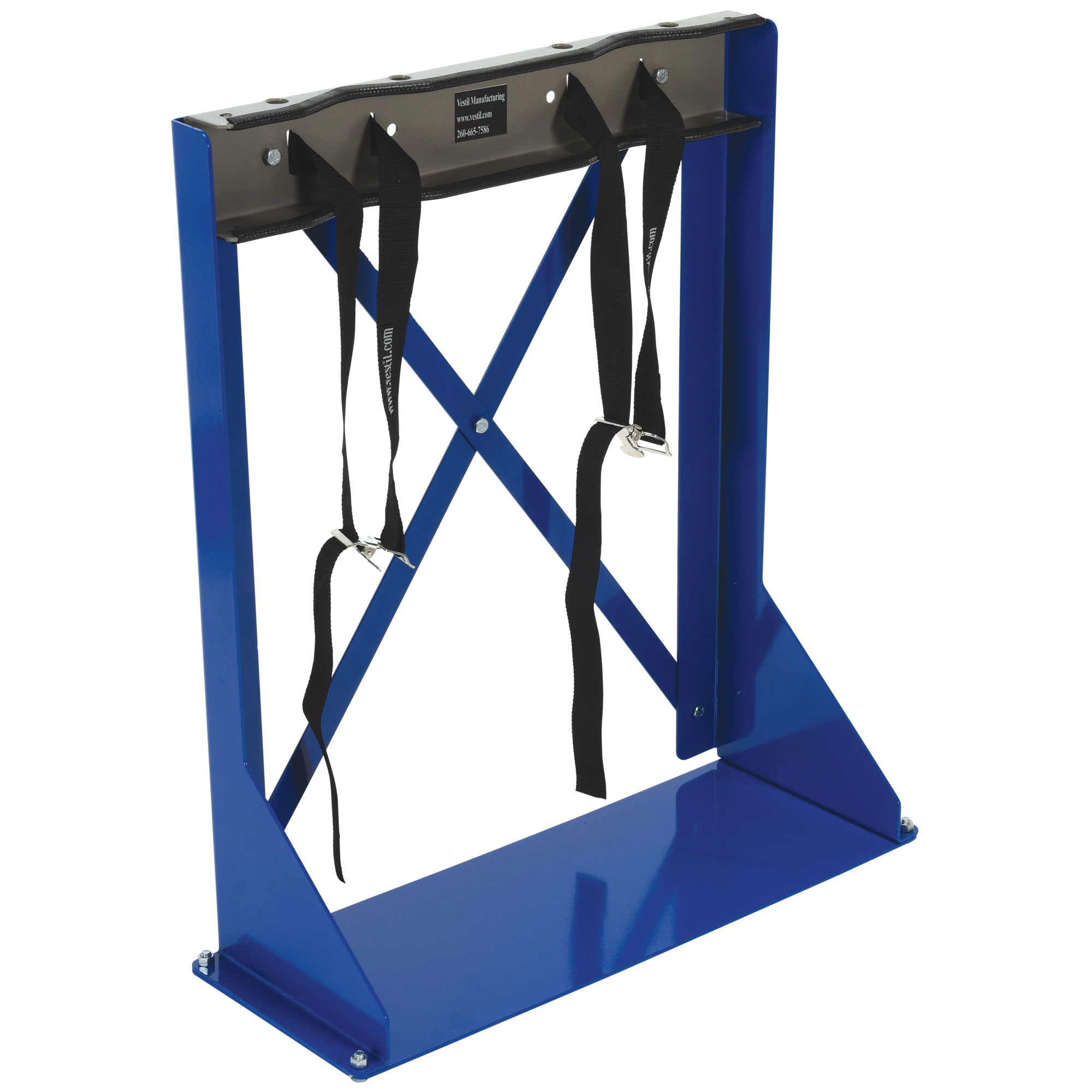 Vestil Cylinder Bracket Stand - 2 Cylinder Capacity, 31in. Max Height, Powder-Coated Steel, Blue, Model# CB-S-2S